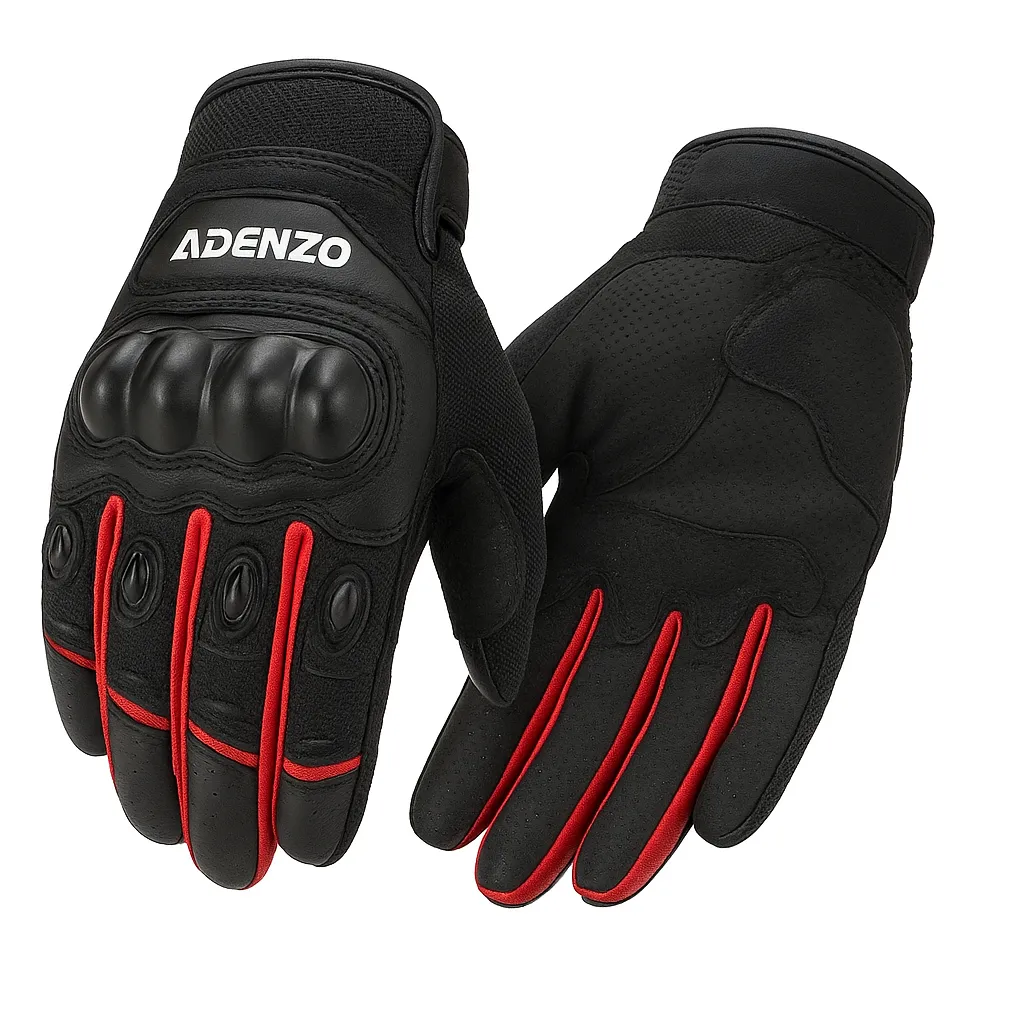 Adenzo™ Motorcycle Riding Gloves – Full Knuckle Protection, Anti-Slip Grip, Touchscreen Compatible, Breathable Mesh – For Motorbike, Street, Racing & Touring