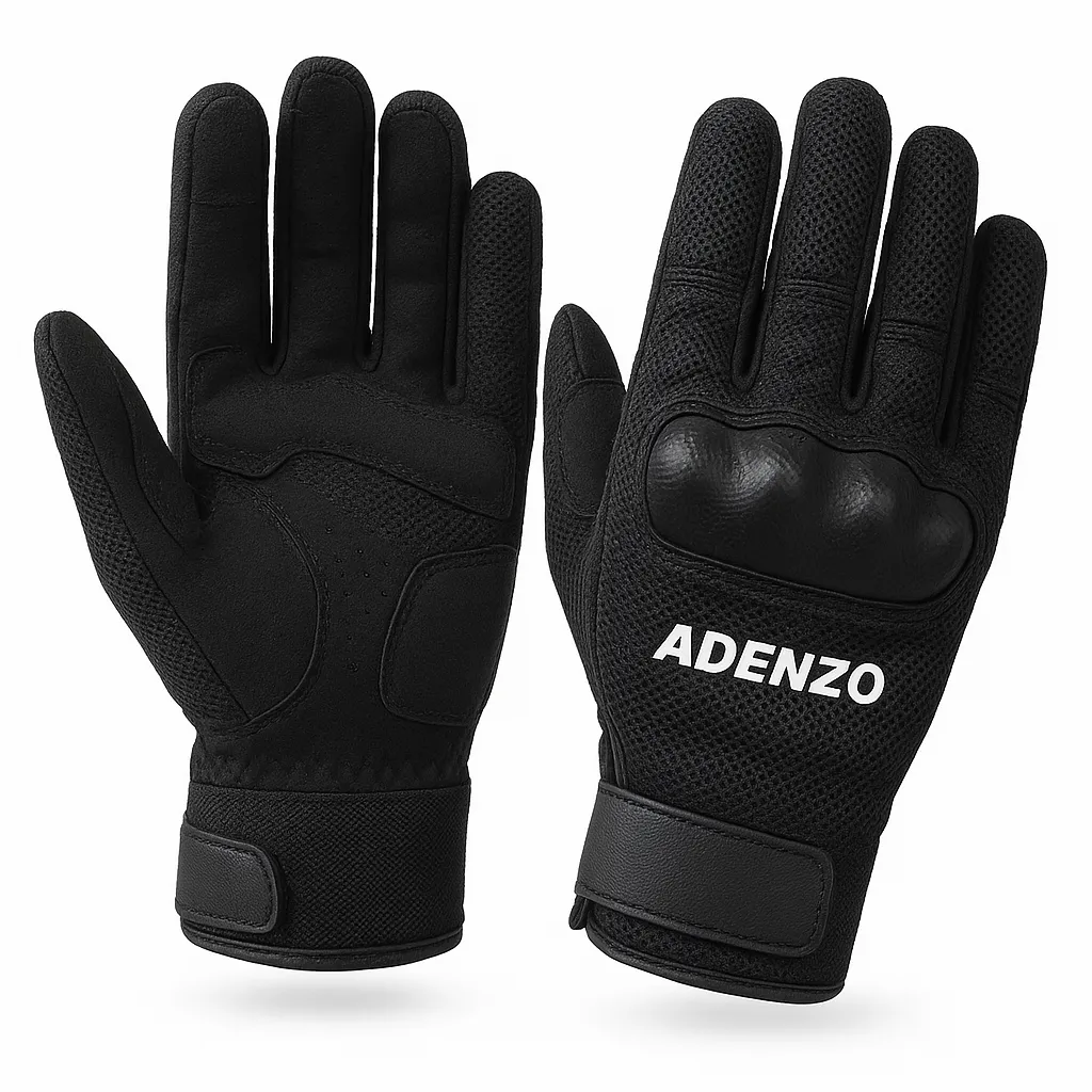 Adenzo™ Air-Flow Pro Motorcycle Gloves – Breathable Mesh, Anti-Slip Grip, Touchscreen Fingertips, Knuckle Protection – Perfect for Summer Riding & Daily Commuting